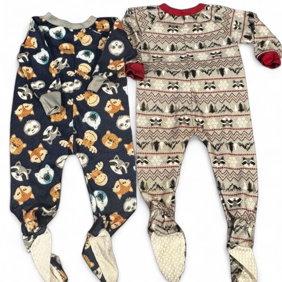 Mon Petit Animal Print One Piece Pajamas- Boys 12 mo - set of 2 - Picture 2 of 4